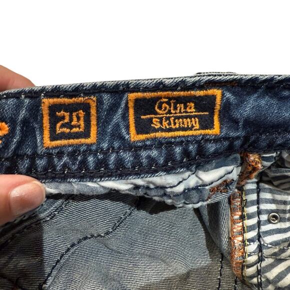 Rock Revival Gina Skinny Jeans Womens Size 29 x 30.5 with Embellished Pockets - Picture 4 of 10